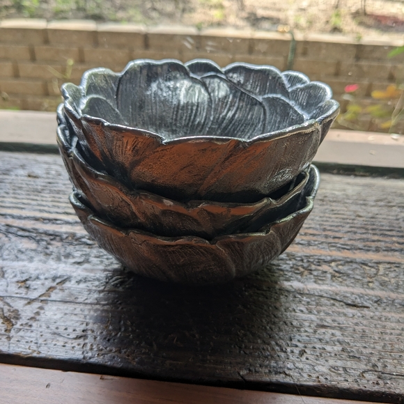 3 Martha Stewart Silver Floral Nut Bowls - Picture 11 of 12